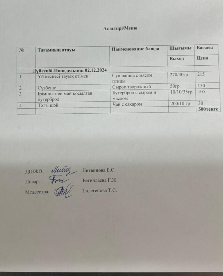 Ас мәзірі