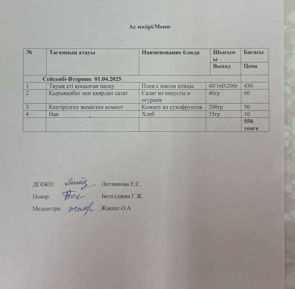 Ас мәзірі