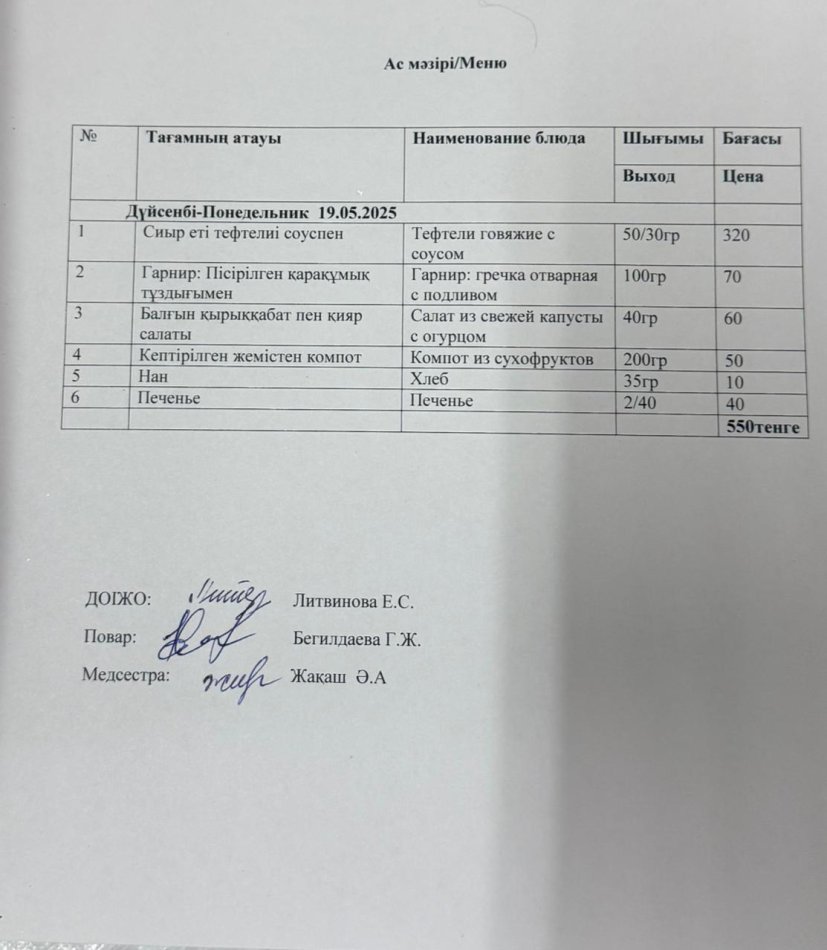 Ас мәзірі